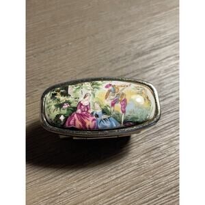 Vintage Ceramic Enamel Lipstick Compact Finger Holder Mirror Japanese